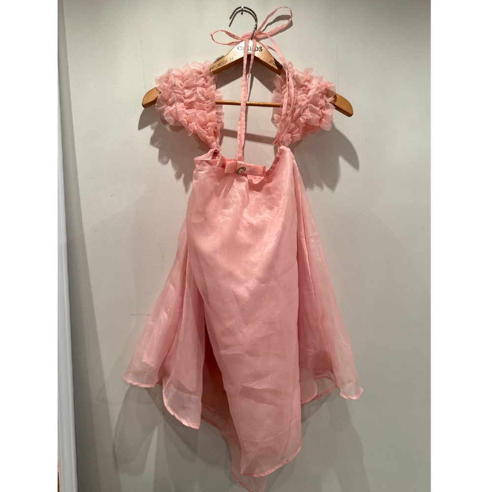 Pink off the shoulder babydoll flowy trapeze dress, size L